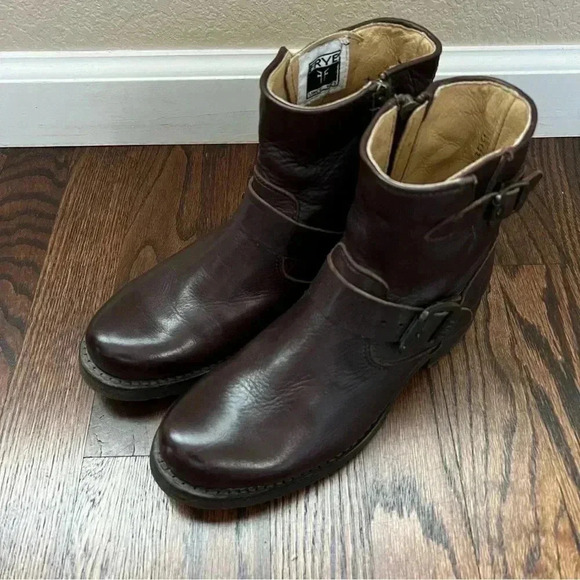 Frye Veronica 6” Shortie Brown Leather Ankle Boots Wm Size 6 Side Zip 3474509 - Picture 10 of 16